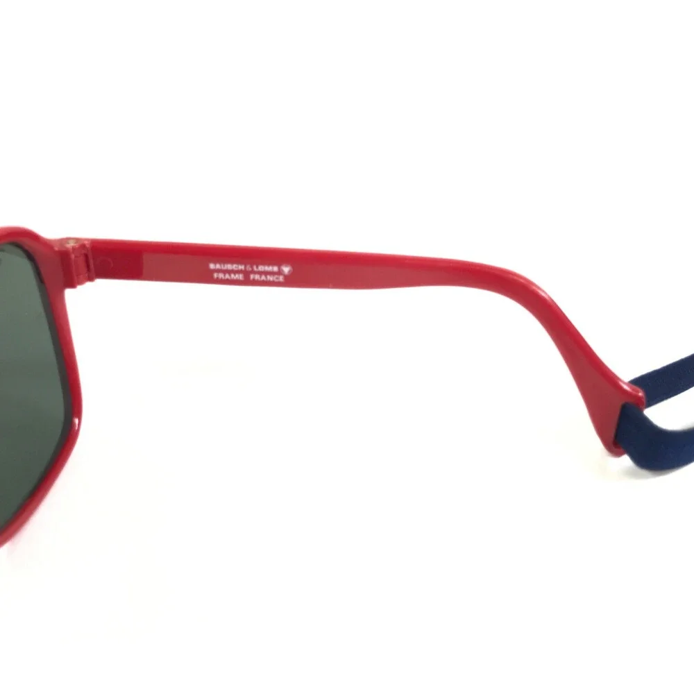 Vintage Bausch & Lomb Ray-Ban Sunglasses Cats 4000 Red w/ Green Lenses and Strap